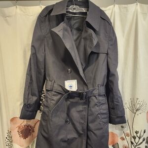 Garrison Collection Black Trench Coat with Removable Lining and Belt